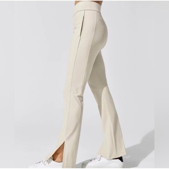 Carbon38 Kick Flare Pants Womens Small Beige High Rise Bootcut Pilates Workout - Picture 1 of 16